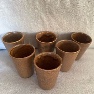Set Of 6 Grespots Digoin French Vintage Stoneware Cups Glasses